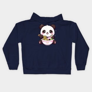 Cute Asian Food Panda Eating Ramen Kids Hoodie